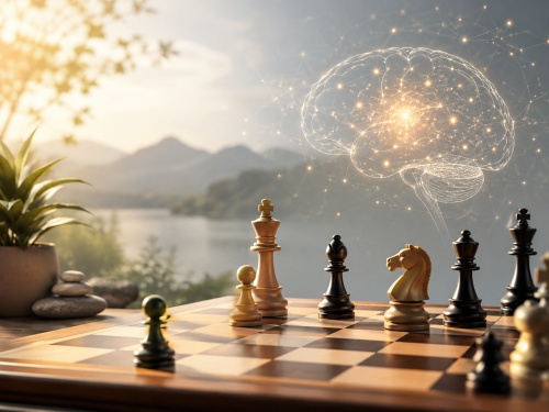 Échiquier et réflexion pour illustrer les bienfaits des échecs sur le cerveau et la santé