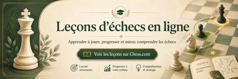 Leçons d’échecs en ligne pour apprendre les règles, les ouvertures, la tactique, la stratégie et les finales